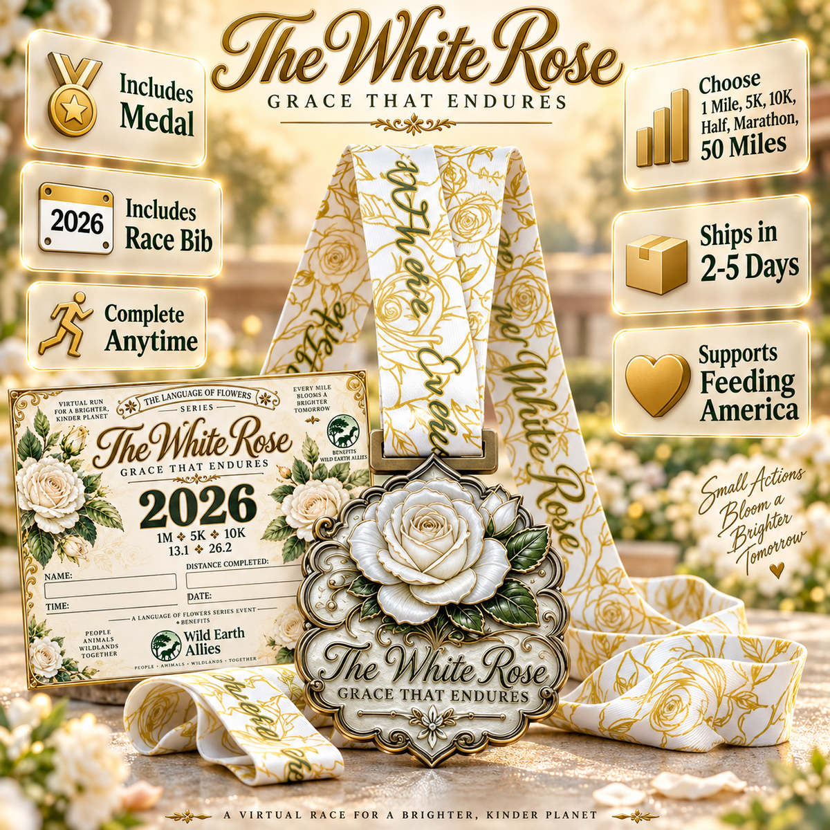 White Rose – Grace That Endures Virtual Race 2026 | 1M 5K 10K 13.1 26.2
