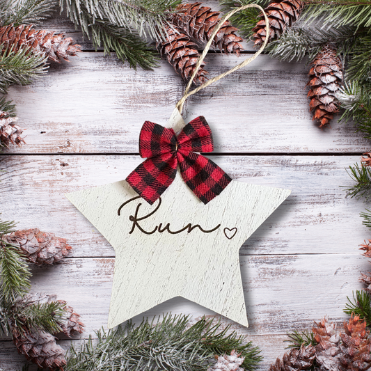 ORNAMENT - RUN with Heart - Star Shaped - virtualrunevent