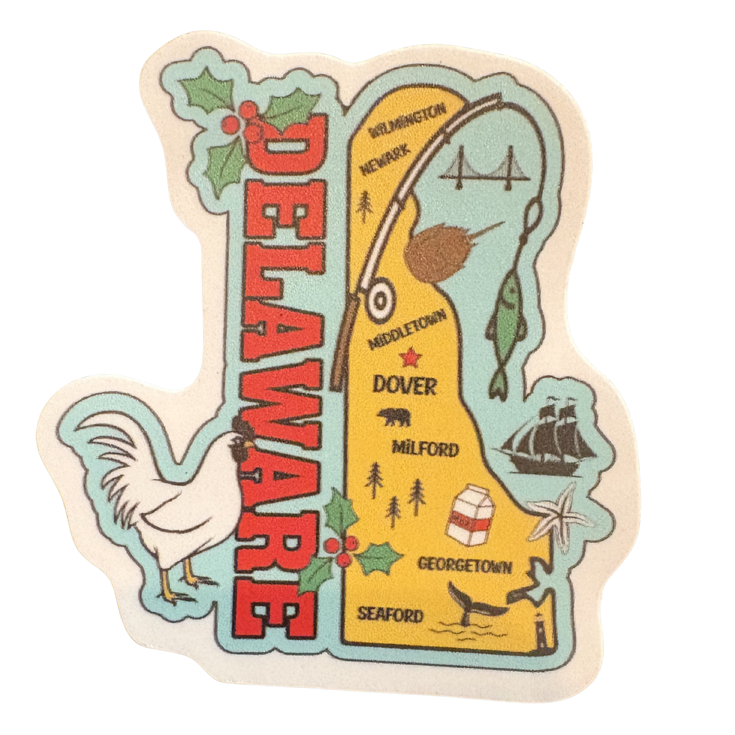 Delaware medal sticker from virtualrunevent featuring a commemorative design with vibrant colors and detailed artwork.
