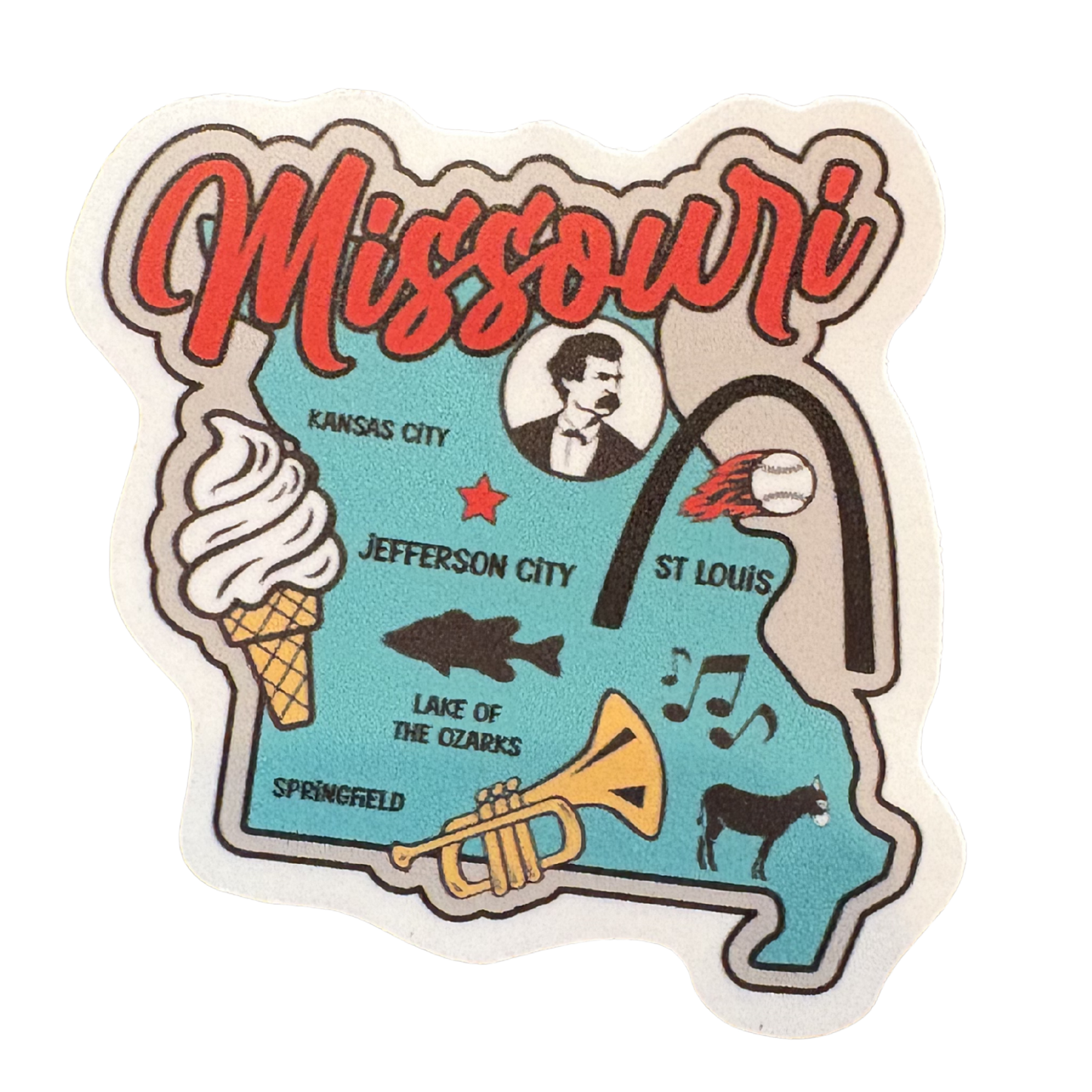 Missouri medal sticker from VirtualRuneVent featuring a colorful design and the state name, ideal for decorating or scrapbooking.