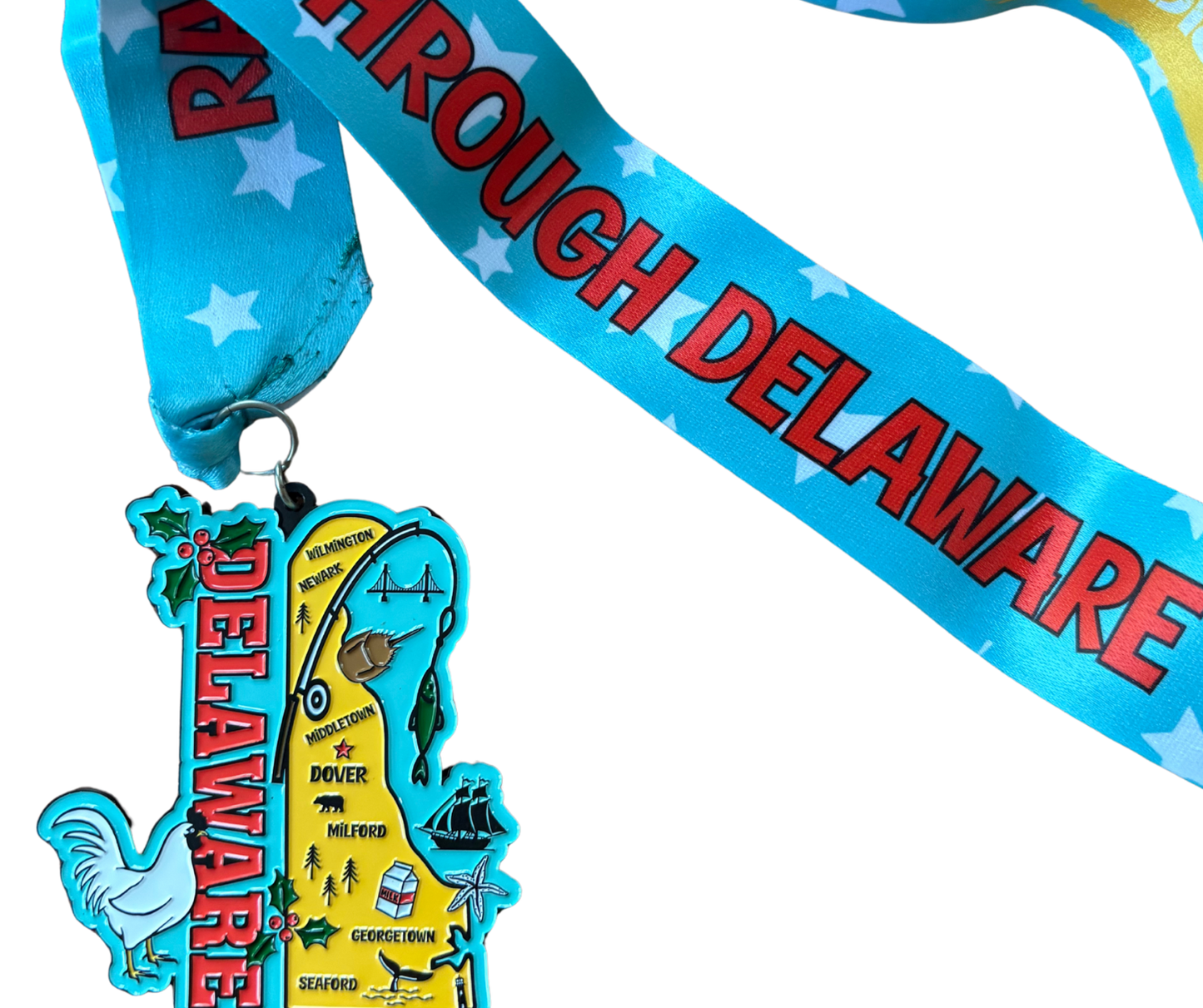 Race Through Delaware 1M 5K 10K 13.1 26.2 Medal and Bib