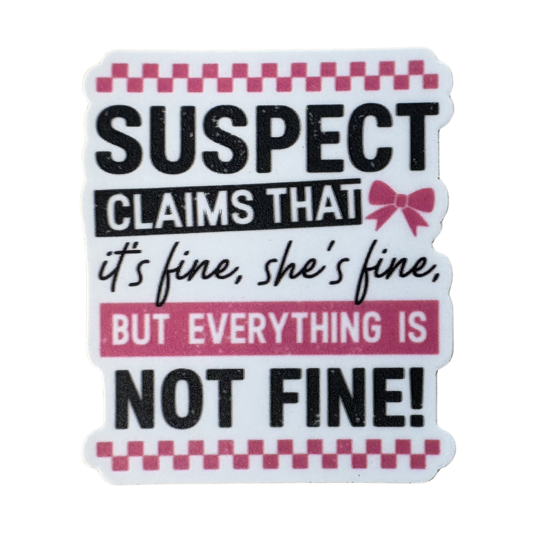 VirtualRuneEvent Suspect Not Fine medal sticker featuring a bold design with text indicating suspicion or concern.