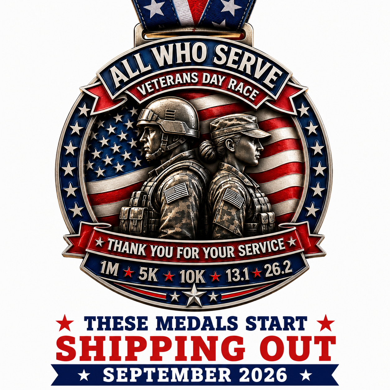 Veterans Day Virtual Race 2026 | 1M, 5K, 10K, Half Marathon & Marathon