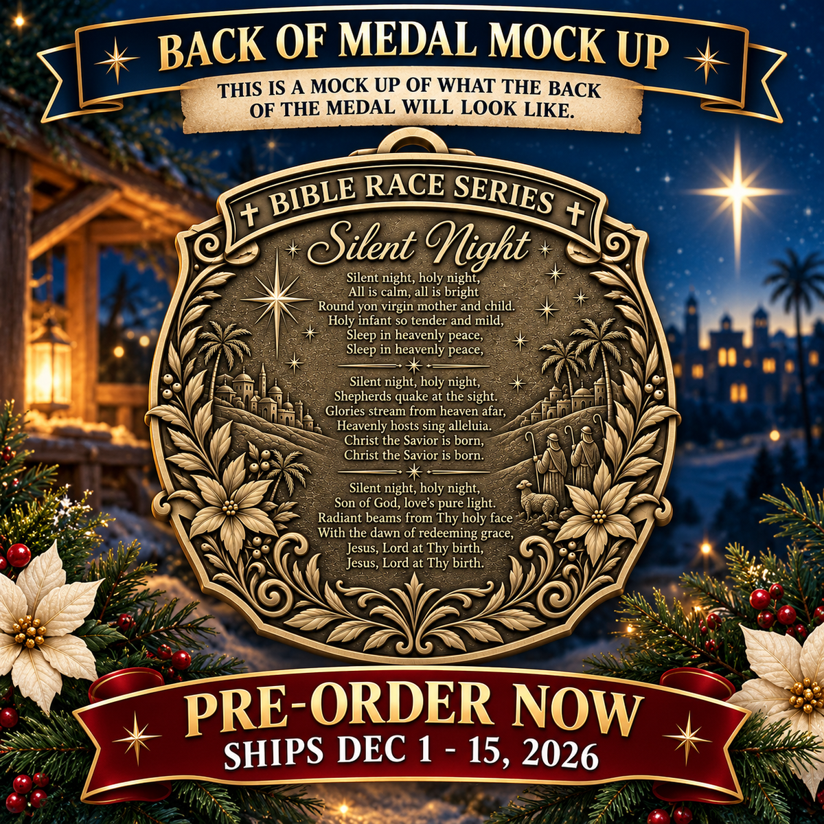 Silent Night Virtual Race 2026 β Bible Race Series | 1M 5K 10K 13.1 26.2 | PRE-ORDER