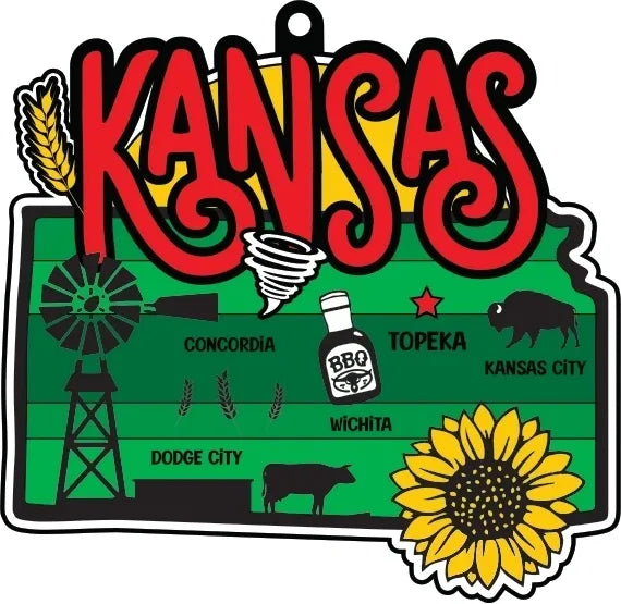 Race Through Kansas 1M 5K 10K 13.1 26.2 Medal and Bib - virtualrunevent