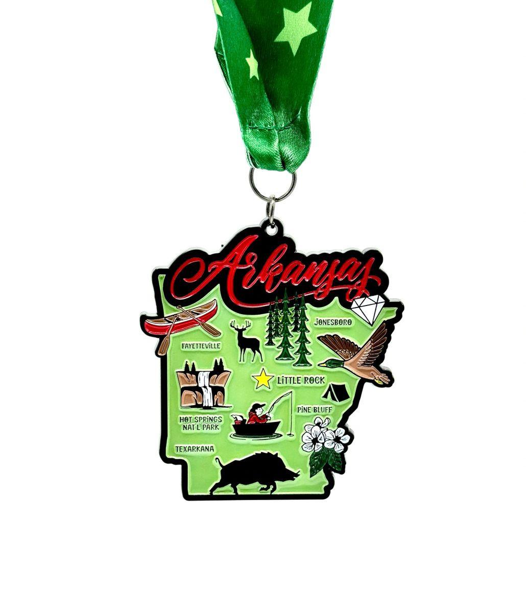 Race Through Arkansas 1M 5K 10K 13.1 26.2 Medal and Bib - virtualrunevent