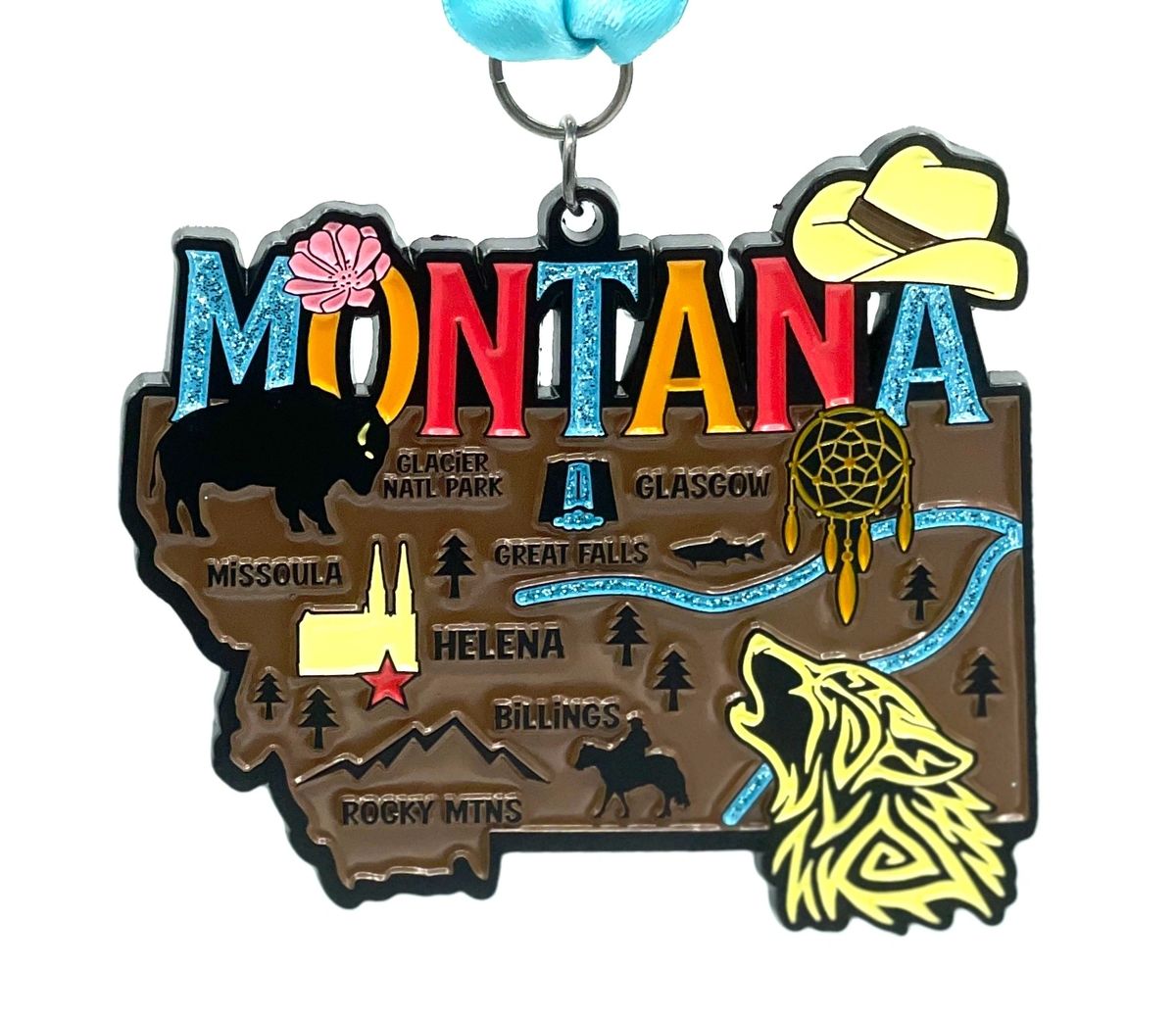 Race Through Montana Medal and Bib - virtualrunevent