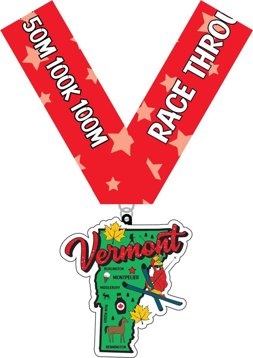 Race Through Vermont Medal and Bib - virtualrunevent
