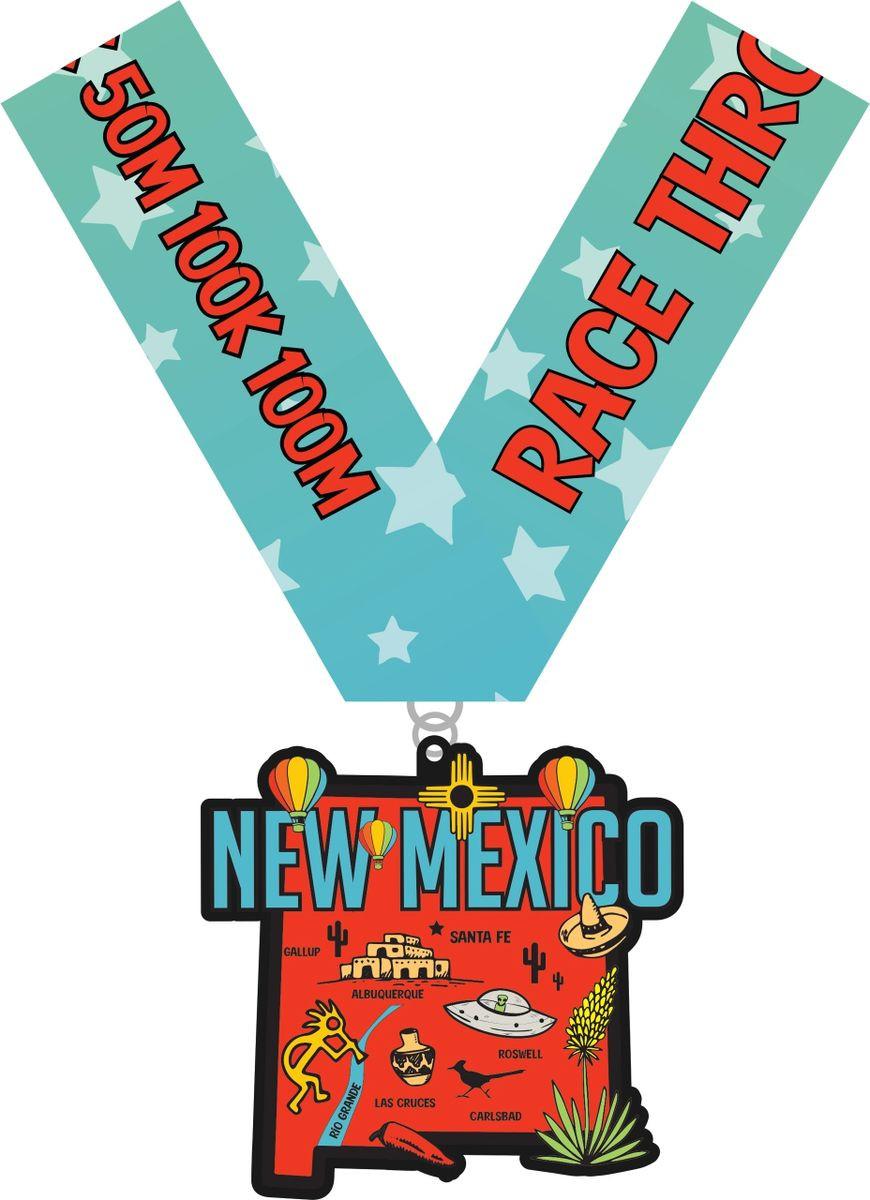 Race Through New Mexico Medal and Bib - virtualrunevent