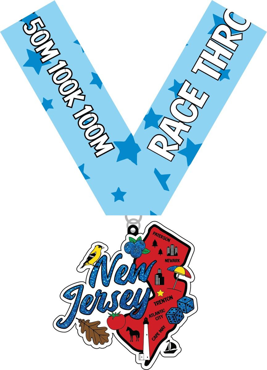 Race Through New Jersey Medal and Bib - virtualrunevent