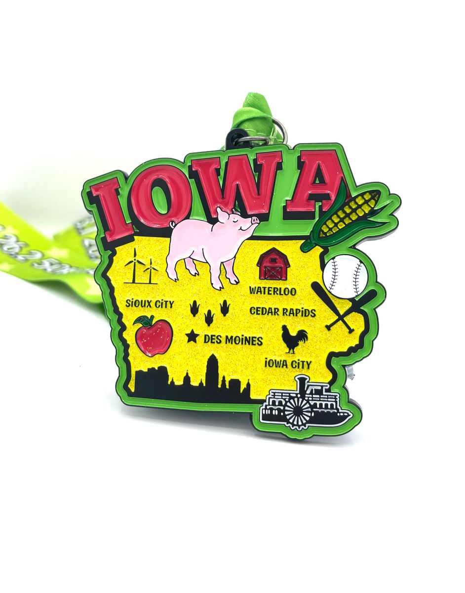 Race Through Iowa Medal and Bib - virtualrunevent