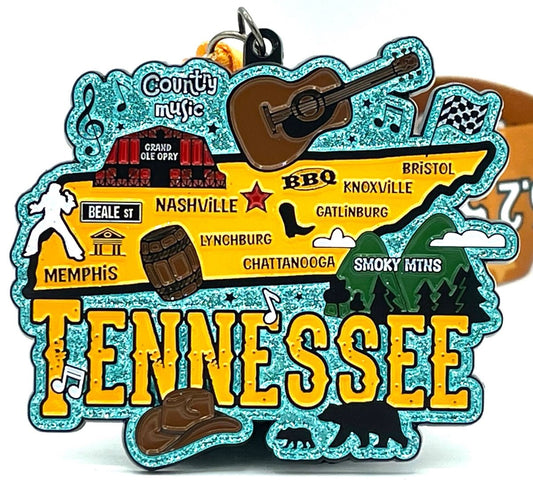 Race Through Tennessee Medal and Bib - virtualrunevent