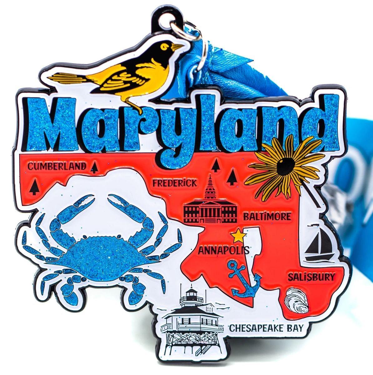 Race Through Maryland Medal and Bib - virtualrunevent