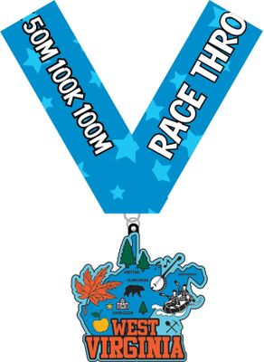 Race Through WEST VIRGINIA 1M 5K 10K 13.1 26.2 Medal and Bib - virtualrunevent