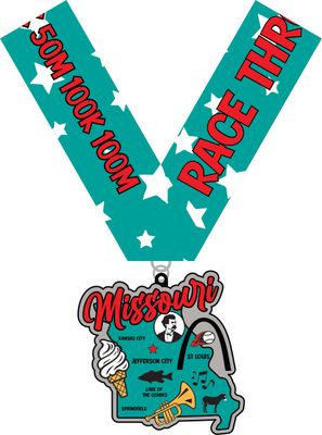 Race Through Missouri 1M 5K 10K 13.1 26.2 Medal and Bib - virtualrunevent