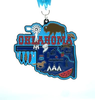 Race Through Oklahoma Medal and Bib - virtualrunevent