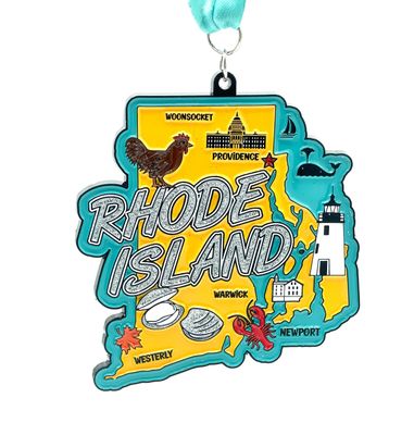 Race Through Rhode Island Medal and Bib - virtualrunevent
