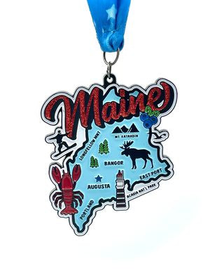 Race Through Maine Medal and Bib - virtualrunevent