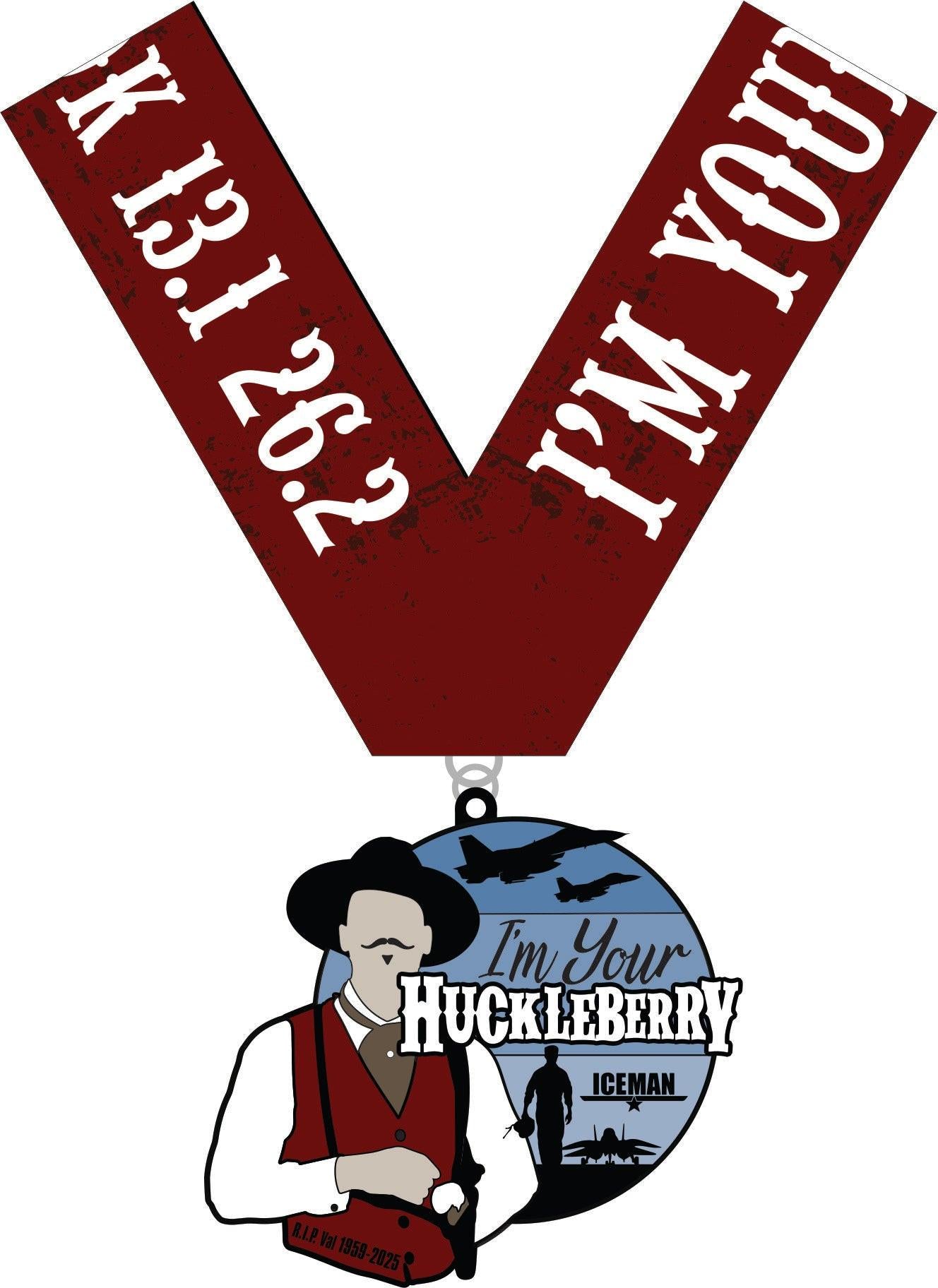 Virtualrunevent 2026 I’m Your Huckleberry medal for 1M, 5K, 10K, 13.1, 26.2 races featuring a star design.