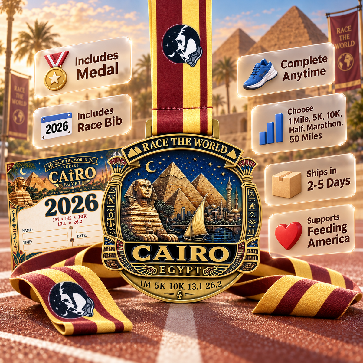 Cairo Egypt Virtual Race 2026 | 1M, 5K, 10K & More