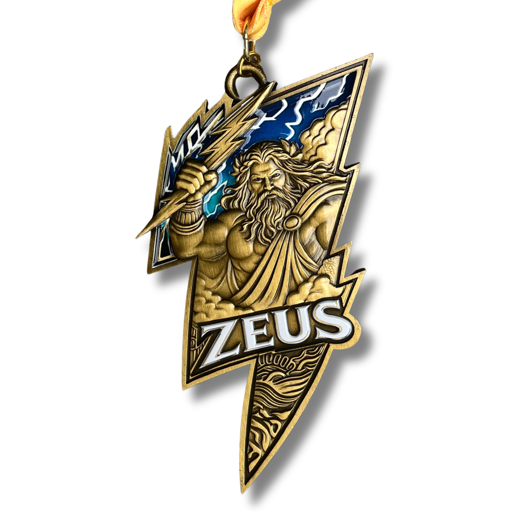 Zeus Race 2026 medal from Gods & Warriors Virtual Running Series by virtualrunevent, featuring mythological design and metallic finish.