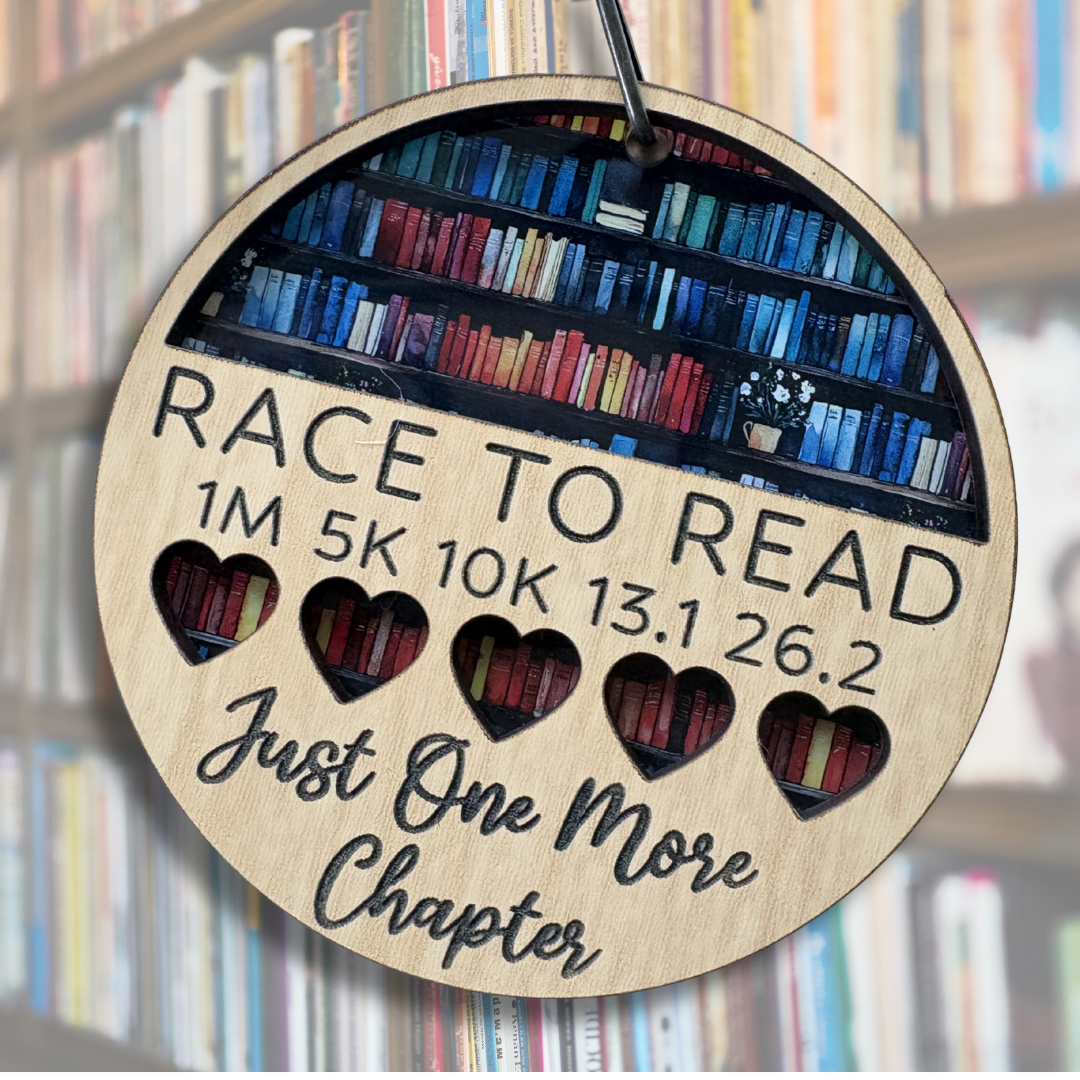 Virtualrunevent 2026 Race to Read medals for 1M, 5K, 10K, half marathon, and marathon, featuring colorful designs and logos.