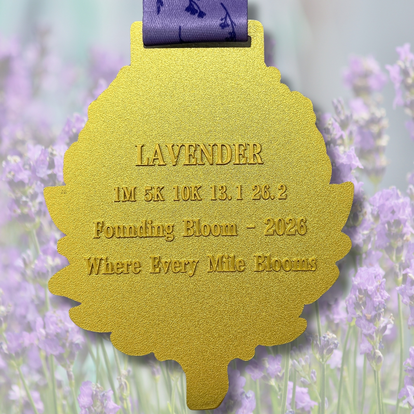 Lavender Race 2026 artwork from The Language of Flowers Virtual Collection by virtualrunevent, featuring lavender flowers and race-themed design.