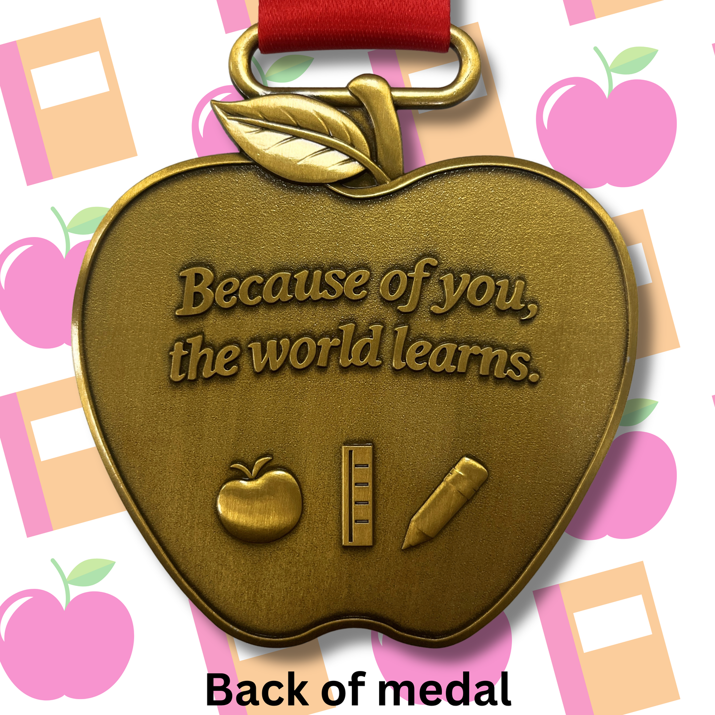 Virtualrunevent Teacher Appreciation Virtual Race 2026 medal with engraved design celebrating teaching, love, and inspiration.