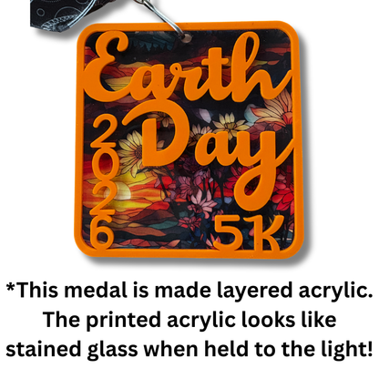 Earth Day 2026 medal featuring a globe and wildlife design, awarded for participation in the Wild Earth Allies 5K virtual event.