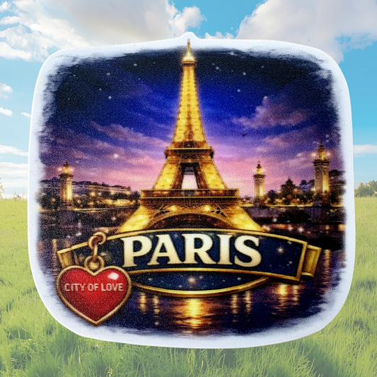Virtualrunevent Paris City of Love medal sticker featuring a romantic Paris-themed design on a round medal.