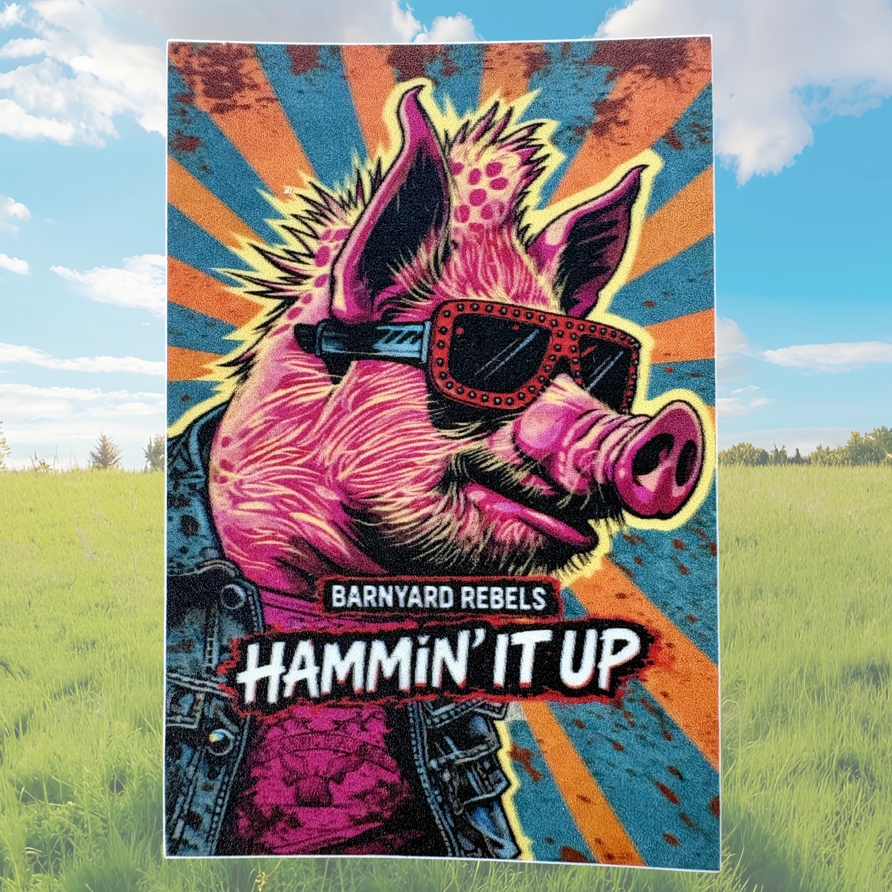 Barnyard Rebels Series medal sticker featuring colorful farm animal characters, designed by virtualrunevent.