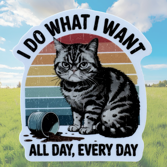 VirtualRunevent "Do What I Want" sticker featuring bold lettering on a colorful background, perfect for decorating notebooks or laptops.