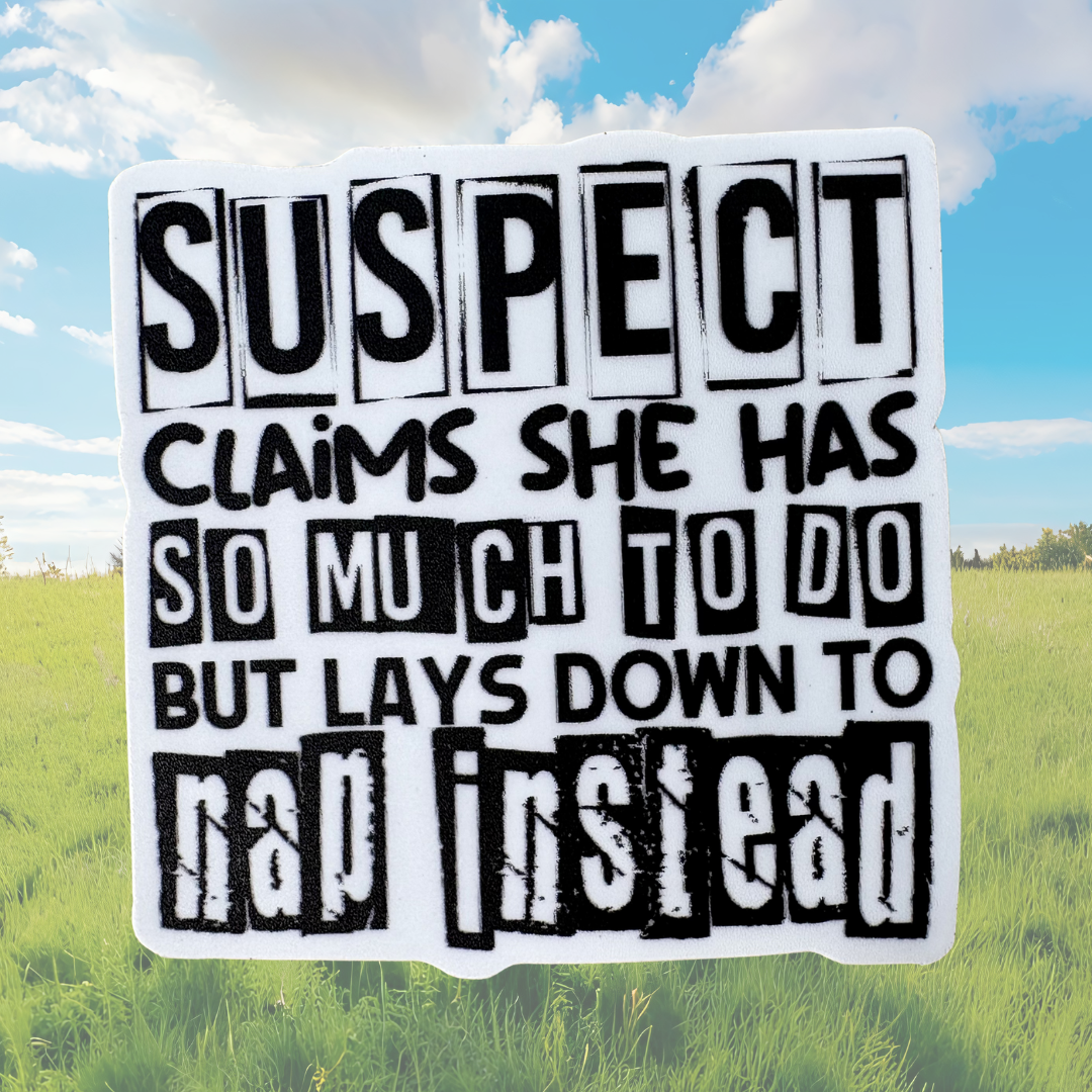 Suspect Nap medal sticker from virtualrunevent featuring a playful design for awards or collectibles.
