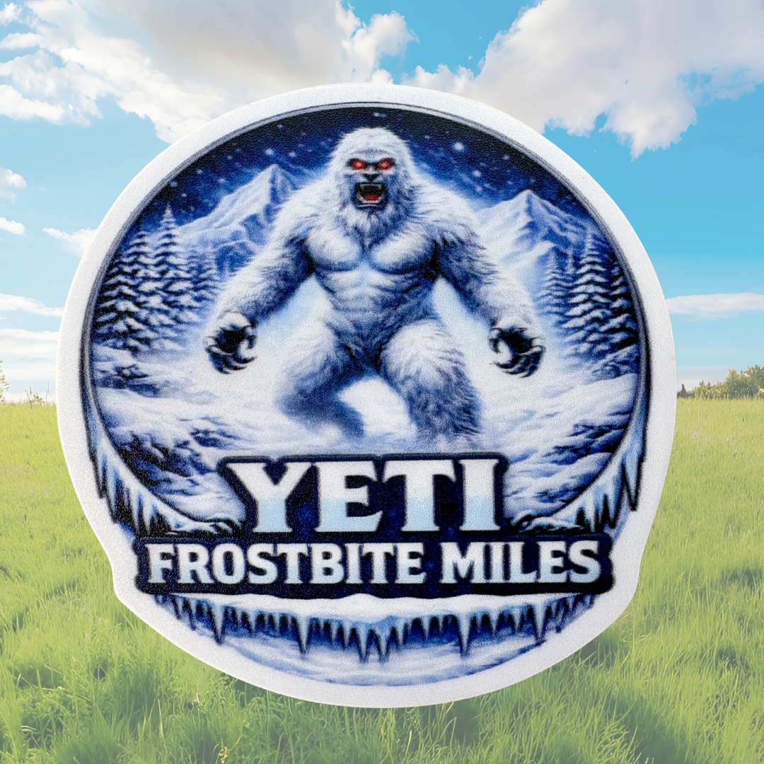 Yeti medal sticker featuring a colorful Yeti design, perfect for decorating or collecting, by VirtualRunEvent.