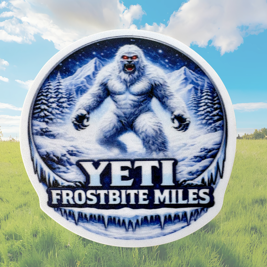 Yeti medal sticker featuring a colorful Yeti design, perfect for decorating or collecting, by VirtualRunEvent.