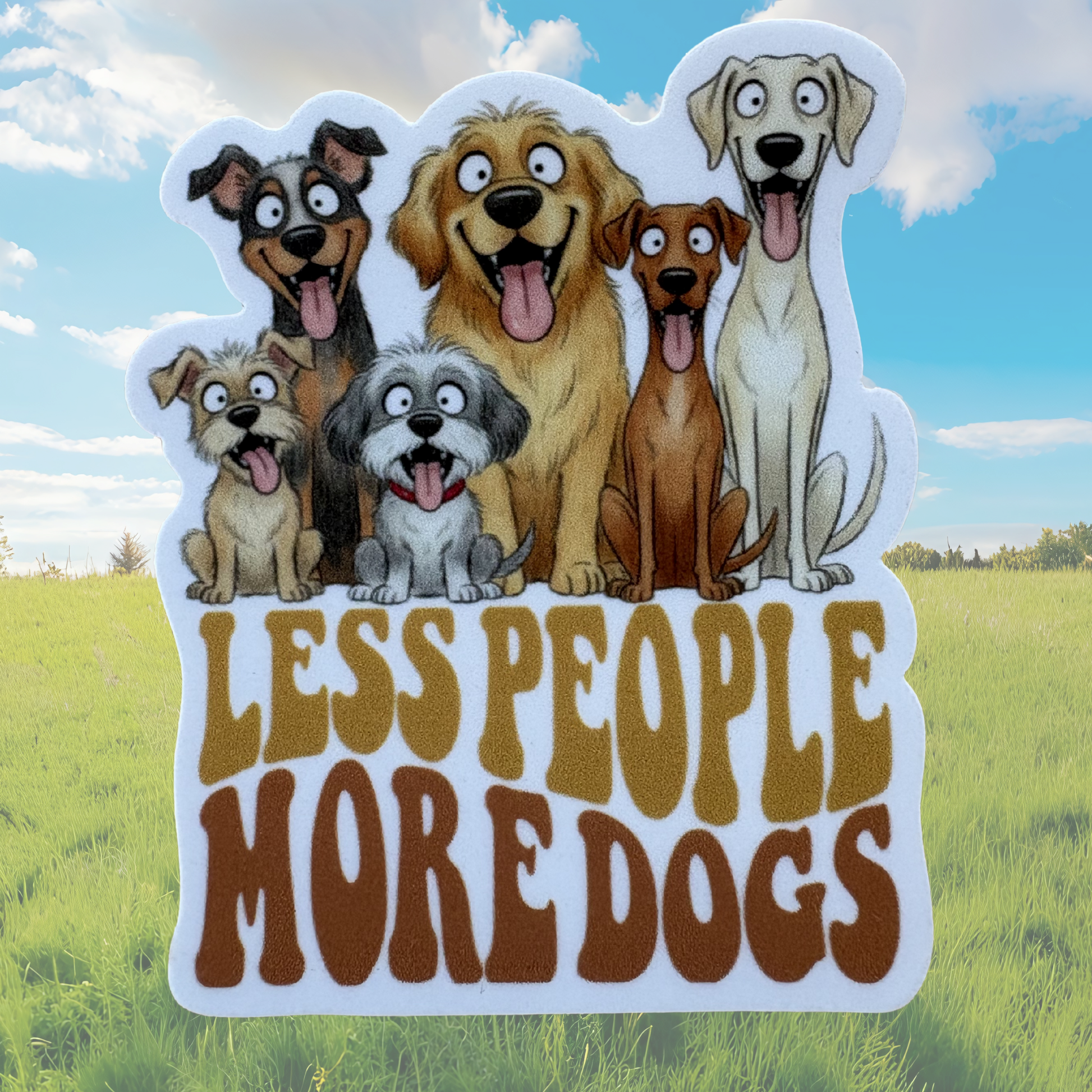 Virtualrunevent More Dogs sticker featuring colorful dog illustrations on a transparent background.