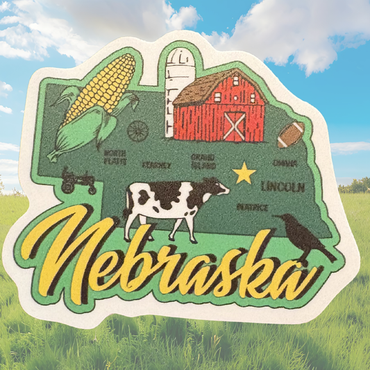 Nebraska medal sticker by virtualrunevent featuring a colorful Nebraska state design and award imagery.