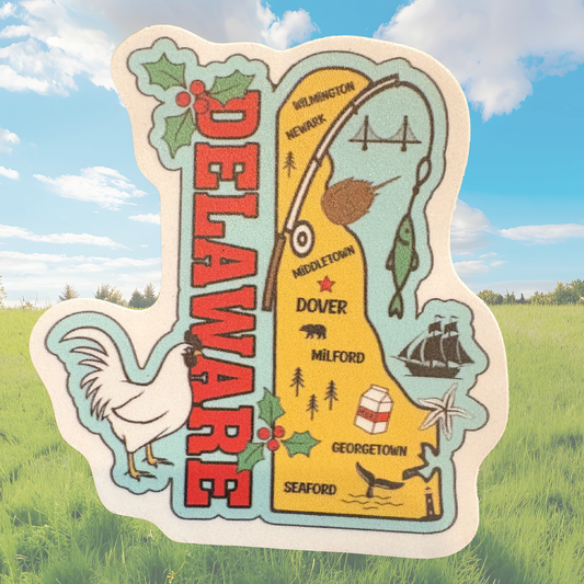 Delaware medal sticker by virtualrunevent featuring a colorful design and the state name, perfect for decorating or memorabilia.