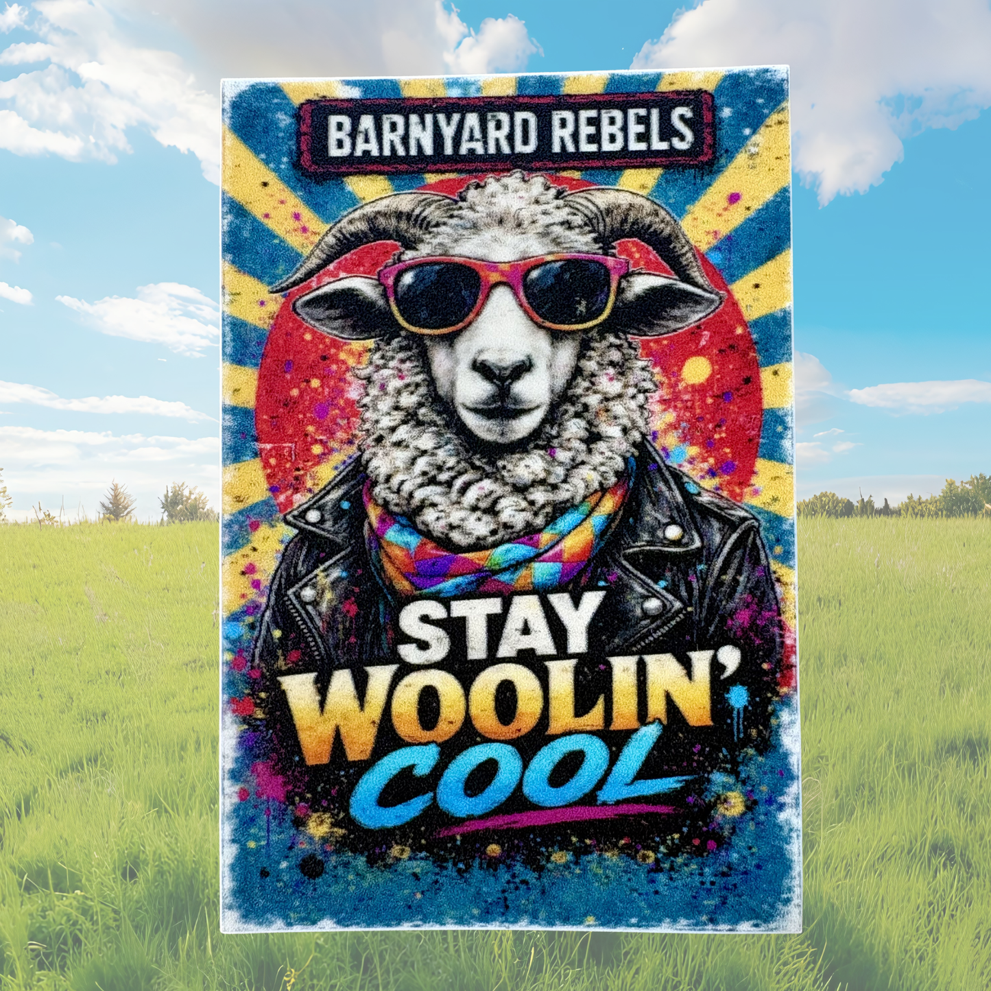 Barnyard Rebels Series medal sticker with colorful farm animal design, ideal for decorating or collectibles.