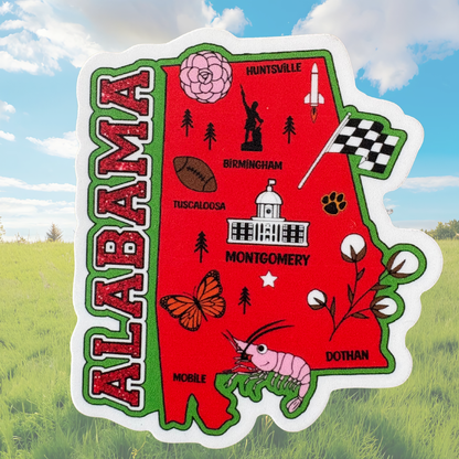 Alabama medal sticker featuring a colorful design, suitable for decorating awards or souvenirs, by virtualrunevent.