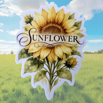 VirtualRuneEvent sunflower medal sticker featuring a bright sunflower design on a circular badge.