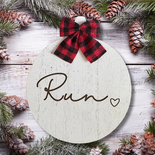 ORNAMENT - RUN with Heart - Circle Shaped - virtualrunevent