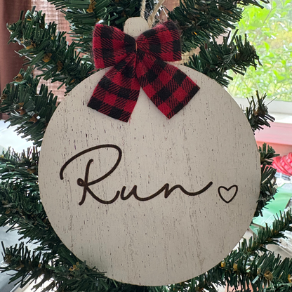 ORNAMENT - RUN with Heart - Circle Shaped - virtualrunevent