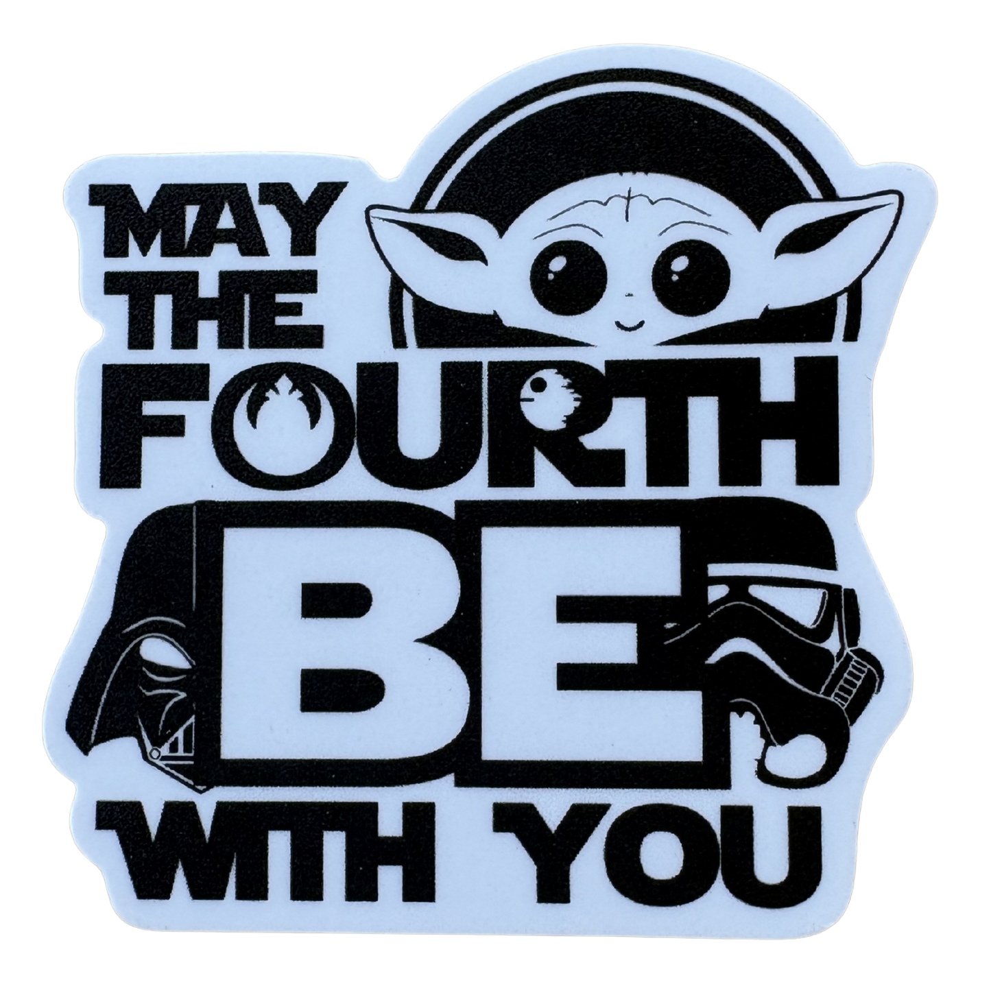 Star Wars "May the 4th Be With You" sticker by virtualrunevent, featuring bold text and galaxy-themed design.