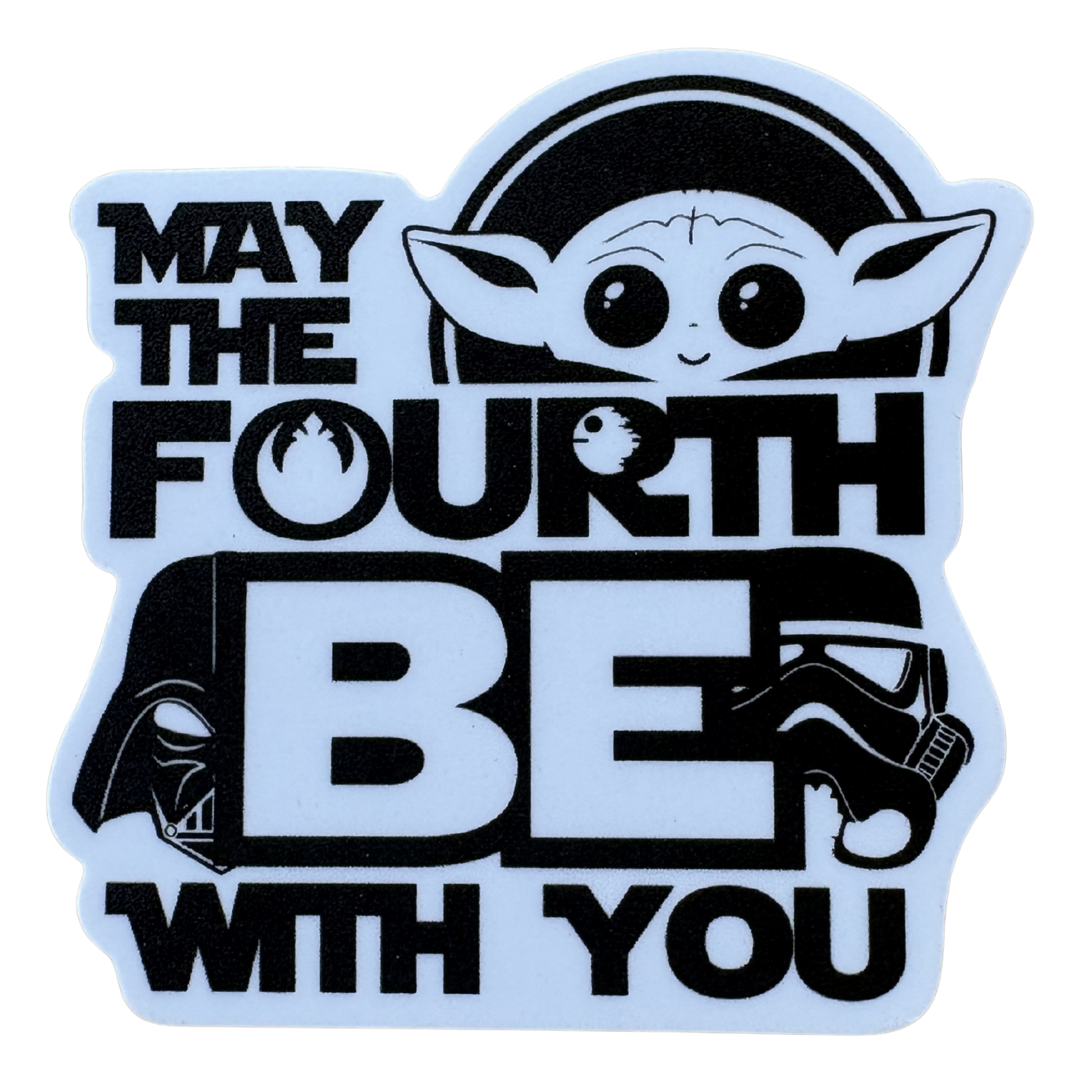 Star Wars "May the 4th Be With You" sticker by virtualrunevent, featuring bold text and galaxy-themed design.