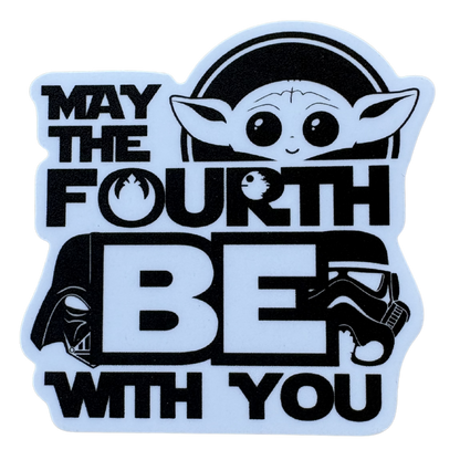 Star Wars "May the 4th Be With You" sticker by virtualrunevent, featuring bold text and galaxy-themed design.