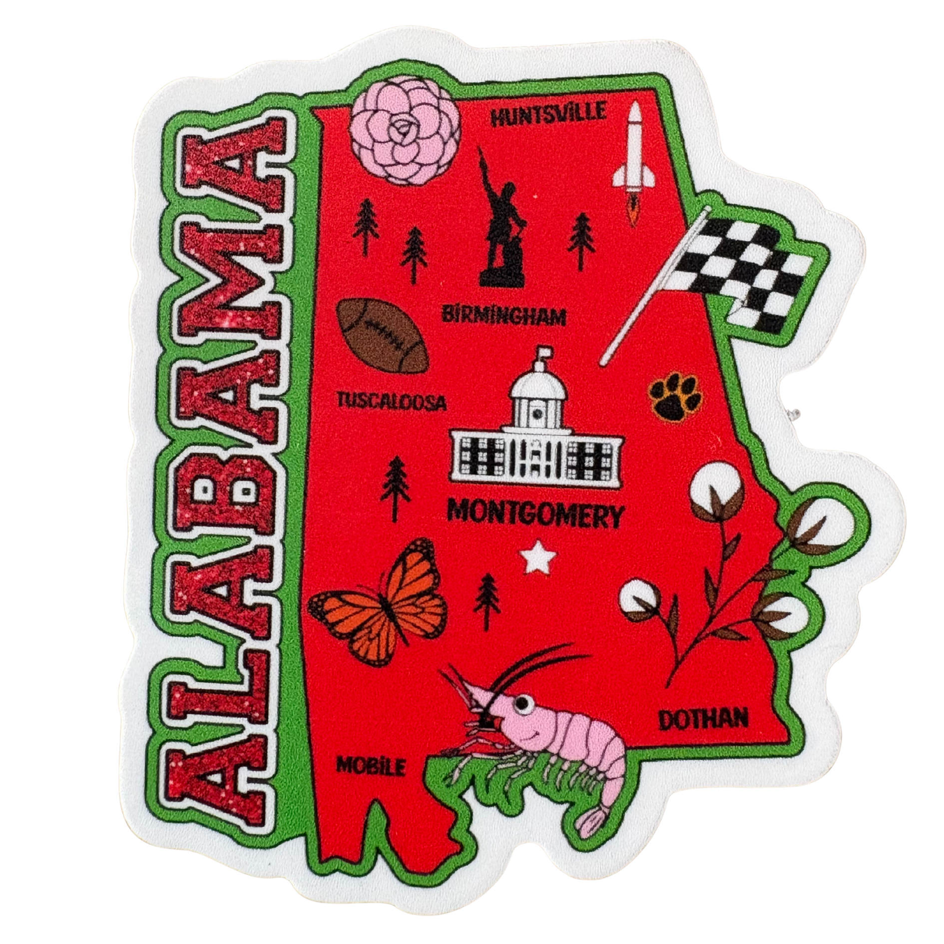 Alabama medal sticker by virtualrunevent featuring a colorful design with the state name and decorative elements.