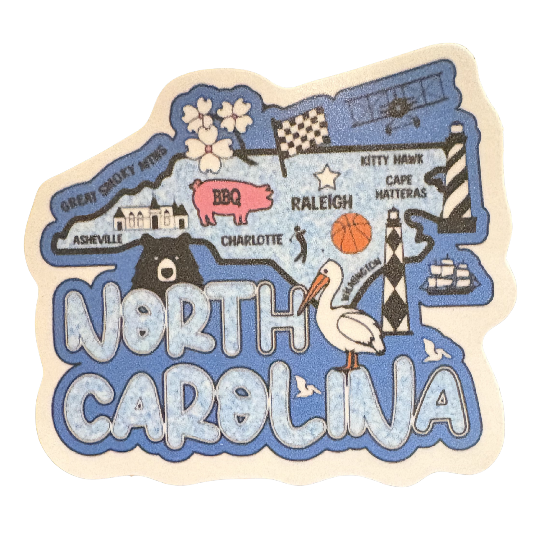North Carolina medal sticker by virtualrunevent featuring a colorful design and state outline, ideal for decorating or collecting.