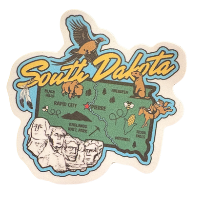 South Dakota medal sticker from virtualrunevent featuring a colorful design representing the state.