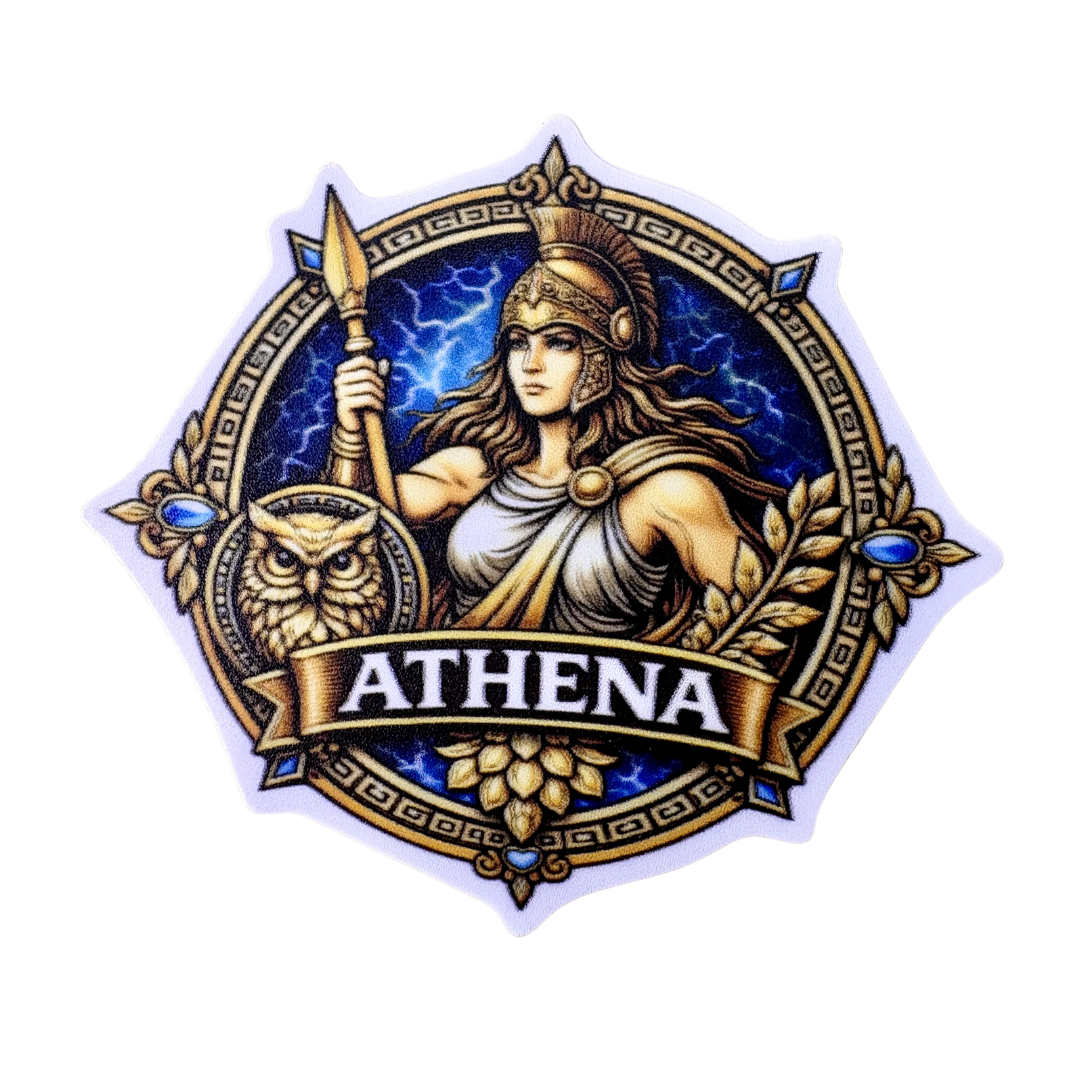 VirtualRuneEvent Athena medal sticker featuring a detailed design, ideal for awards or decoration purposes.